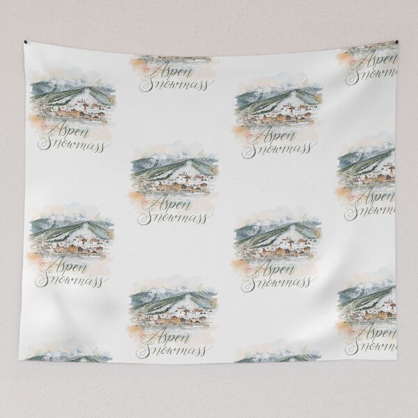 Item preview, Aspen Snowmass winter alpine village in watercolor designed and sold by StormArte.