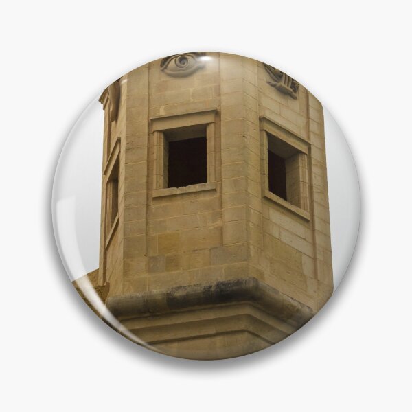 Item preview, Historic Stone Turret With Decorative Eye Carvings On Corner Fortification Tower, Ancient Architectural Facade Detail designed and sold by Nmallia.