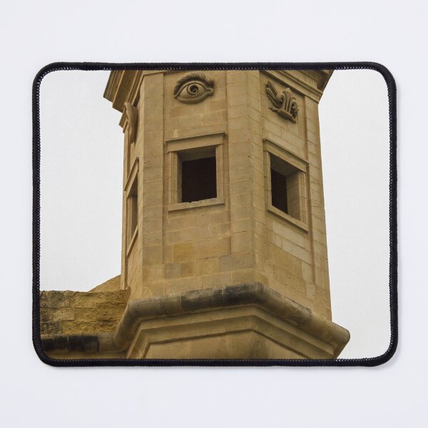 Item preview, Historic Stone Turret With Decorative Eye Carvings On Corner Fortification Tower, Ancient Architectural Facade Detail designed and sold by Nmallia.