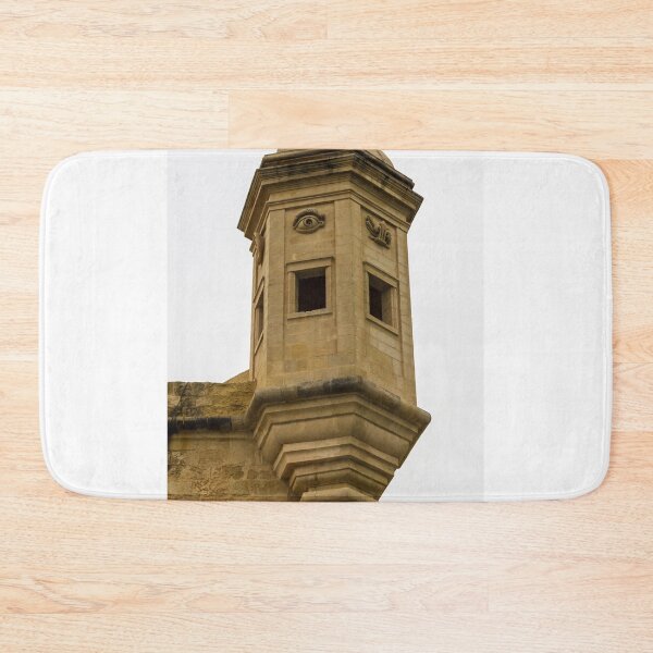 Item preview, Historic Stone Turret With Decorative Eye Carvings On Corner Fortification Tower, Ancient Architectural Facade Detail designed and sold by Nmallia.