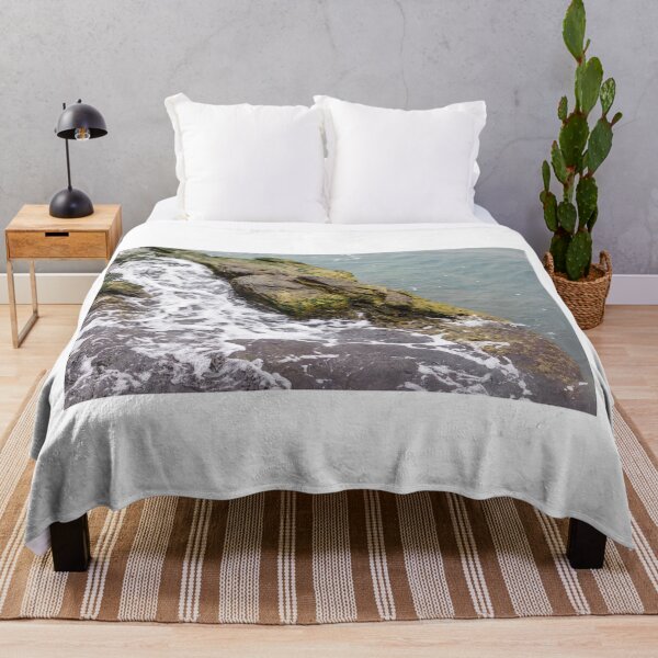 Item preview, Coastal Rocks With Tidal Foam And Green Algae Along Rough Shoreline By The Sea designed and sold by Nmallia.