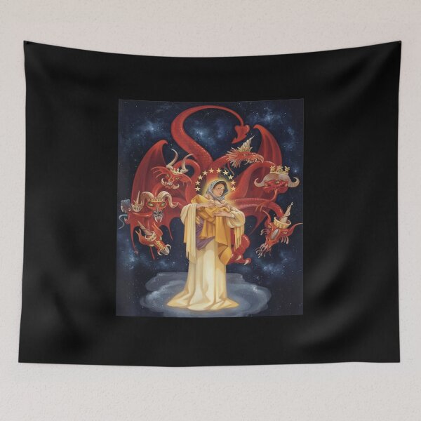 Item preview, Biblical Woman Clothed with the Sun and Seven Headed Red Dragon Art designed and sold by EvelysEmelia.