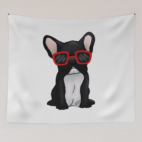 Item preview, Sad French Bulldog with Sunglasses – Black Cool Funny Dog Illustration designed and sold by Brightful Creations .