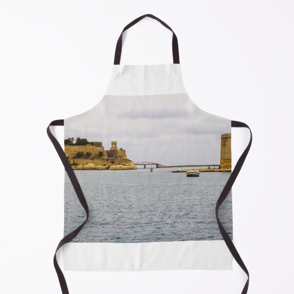 Item preview, Historic Fortress By Calm Sea With Boats And Bridge In Coastal Mediterranean Scene designed and sold by Nmallia.