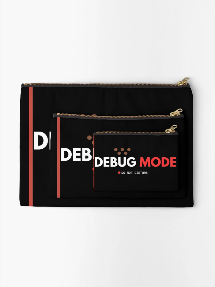 Thumbnail 2 of 4, Zipper Pouch, Debug Mode – Do Not Disturb – Programmer Humor Design designed and sold by AltMain.