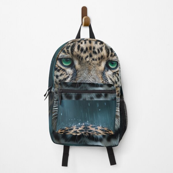 Item preview, Rain-Soaked Leopard Portrait - Intense Green Eyes & Jungle Storm designed and sold by NaturalBeautySebastian .