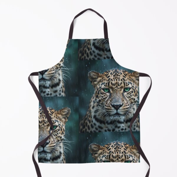 Item preview, Rain-Soaked Leopard Portrait - Intense Green Eyes & Jungle Storm designed and sold by NaturalBeautySebastian .