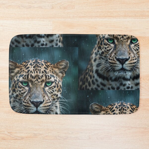 Item preview, Rain-Soaked Leopard Portrait - Intense Green Eyes & Jungle Storm designed and sold by NaturalBeautySebastian .