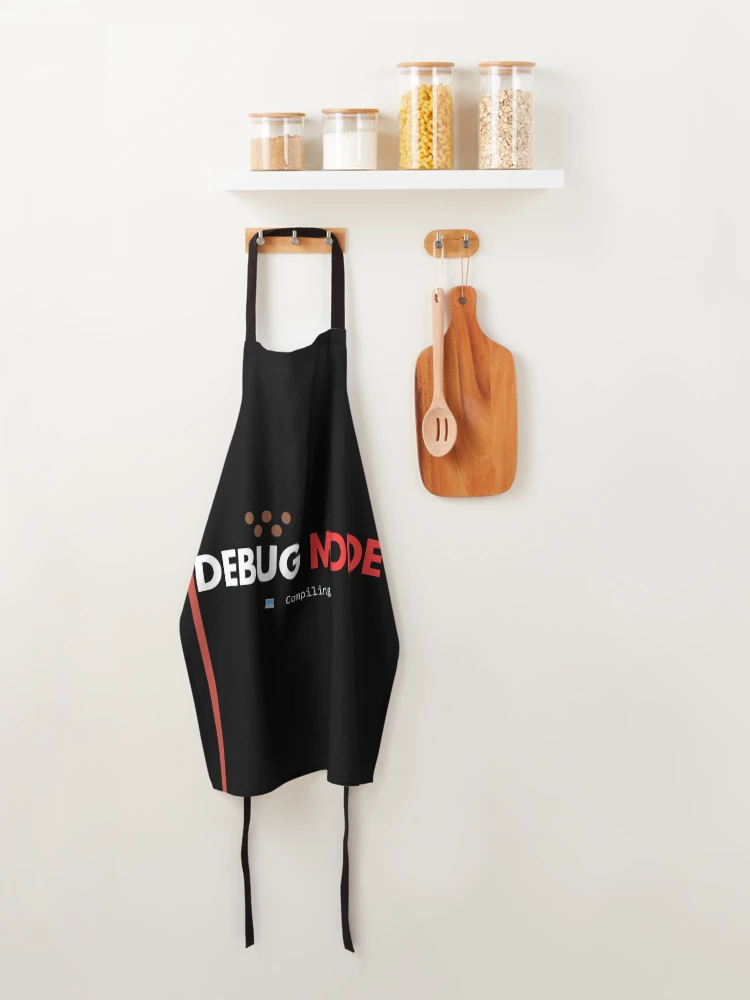 Thumbnail 4 of 6, Apron, Debug Mode – Compiling.. – Programmer Humor Design designed and sold by AltMain.