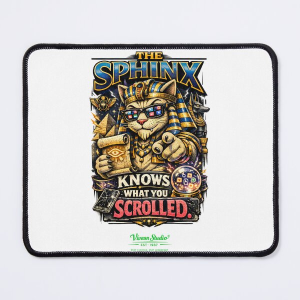 Item preview, The Sphinx Knows What You Scrolled - Funny Ancient Egypt Social Media Satire Art - Vintage Pharaoh Cat Typography Graphic for History Buffs and Gen Z Humor - Egyptian Mythology Aesthetic Design designed and sold by Vivaan Studio.