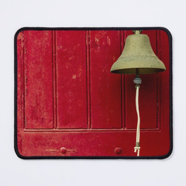 Item preview, Bright Red Wooden Door With Hanging Bell and Rope for Rustic Exterior Security designed and sold by Nmallia.