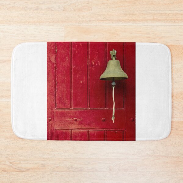 Item preview, Bright Red Wooden Door With Hanging Bell and Rope for Rustic Exterior Security designed and sold by Nmallia.