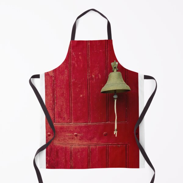 Item preview, Bright Red Wooden Door With Hanging Bell and Rope for Rustic Exterior Security designed and sold by Nmallia.