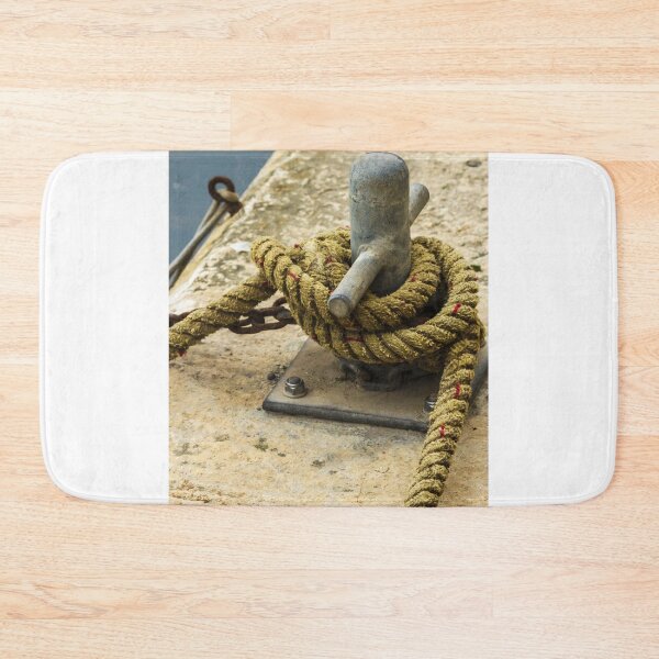 Item preview, Weathered Dock Cleat With Coiled Rope on Rustic Pier for Nautical Photo designed and sold by Nmallia.