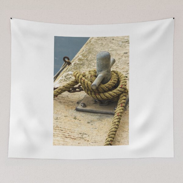 Item preview, Weathered Dock Cleat With Coiled Rope on Rustic Pier for Nautical Photo designed and sold by Nmallia.