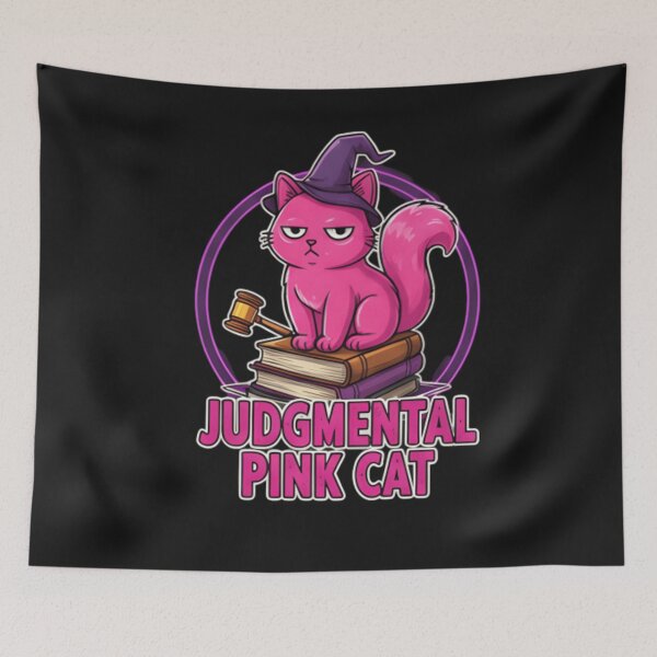 Item preview, Judgmental Pink Cat Sticker – Still Judging Funny Introvert Cat Shirt designed and sold by ZyxDes.