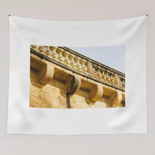Item preview, Historic Stone Balustrade and Architectural Details on Weathered Stone Wall designed and sold by Nmallia.