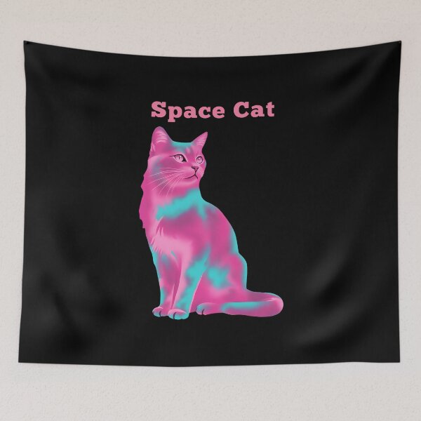 Item preview, Space Cat – Neon-colored cat in galaxy style designed and sold by TimelessCW.