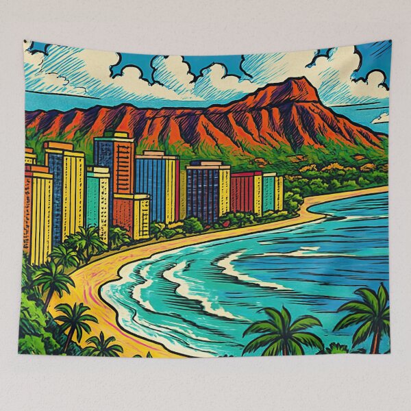Item preview, Honolulu, city | Comics stylCartoone -  designed and sold by ComicsFactory.