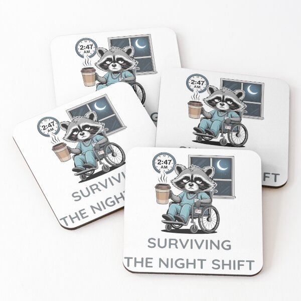 Item preview, Surviving the Night Shift – Funny Raccoon Nurse Design for Overnight Workers designed and sold by HubCreates.