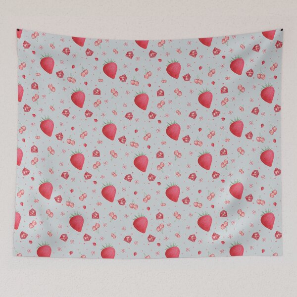 Item preview, Strawberry Watercolour Pattern - Valentine Cherries Love Letters Blue Sweet designed and sold by TheLuxeNook.