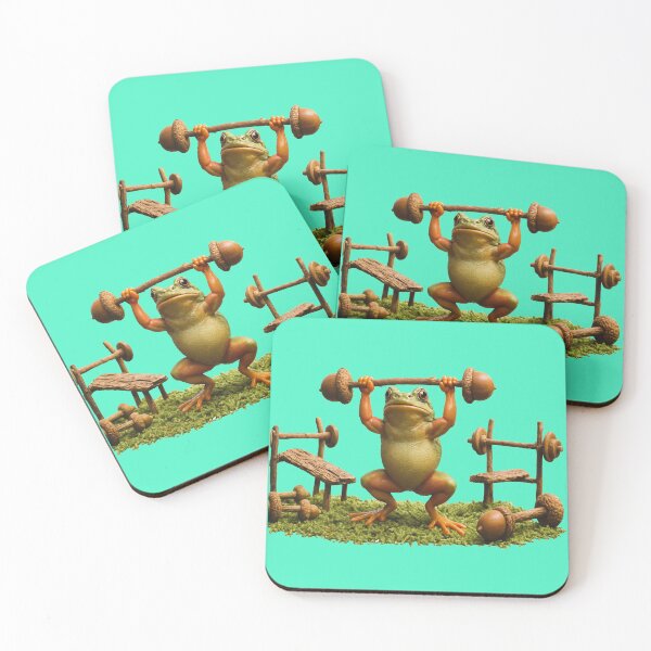 Item preview, Whimsical Fitness Frog Lifting Acorn Weights Nature Gym Art designed and sold by zohocreations.