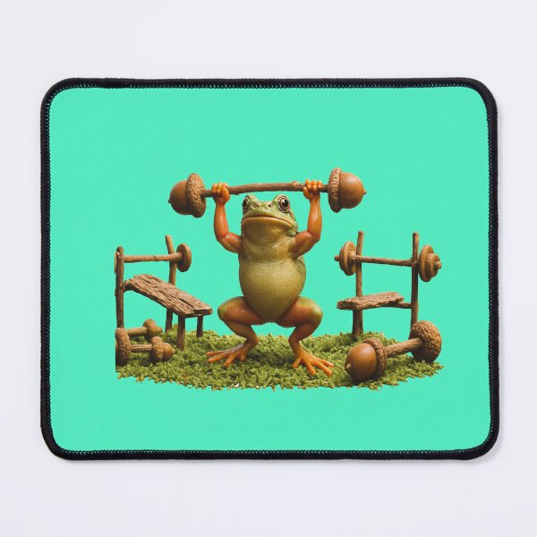 Item preview, Whimsical Fitness Frog Lifting Acorn Weights Nature Gym Art designed and sold by zohocreations.
