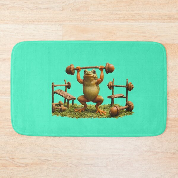 Item preview, Whimsical Fitness Frog Lifting Acorn Weights Nature Gym Art designed and sold by zohocreations.