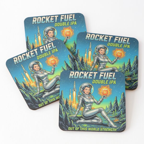 Item preview, Rocket Fuel Double IPA – Vintage 1950s Atomic Age Sci-Fi Pin-Up designed and sold by Cozy-Old-Pub.