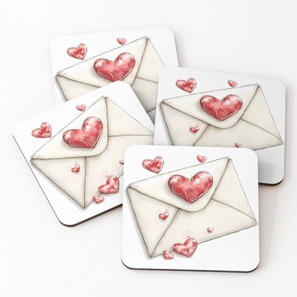 Item preview, Love Envelope Heart Seal Saint Valentine's Day - Cute Watercolor Red Heart NIE Art Print designed and sold by DesignArtist.ia.