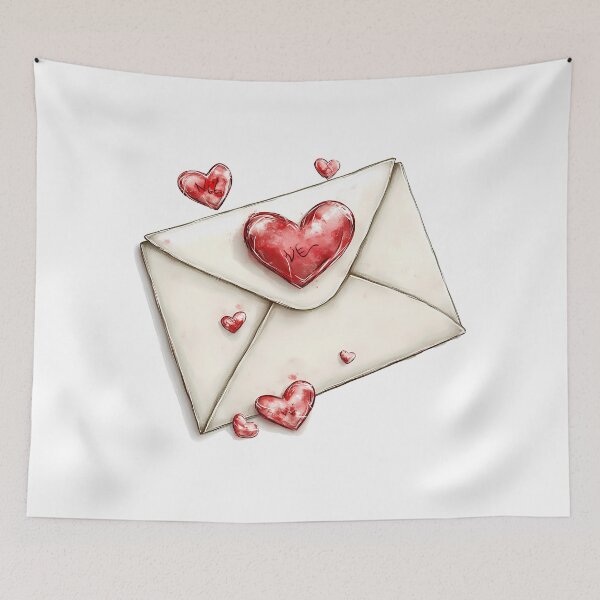 Item preview, Love Envelope Heart Seal Saint Valentine's Day - Cute Watercolor Red Heart NIE Art Print designed and sold by DesignArtist.ia.