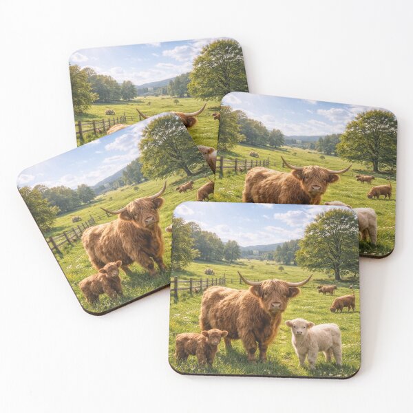 Item preview, Highland Family in Sunny Meadow designed and sold by JuViRo.