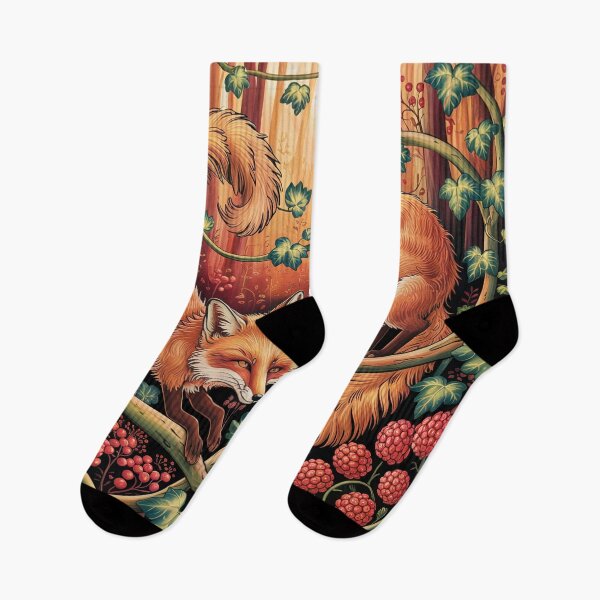 Item preview, William Morris Style Red Fox Pattern | Arts and Crafts Woodland Botanical Design designed and sold by Tamas Das.