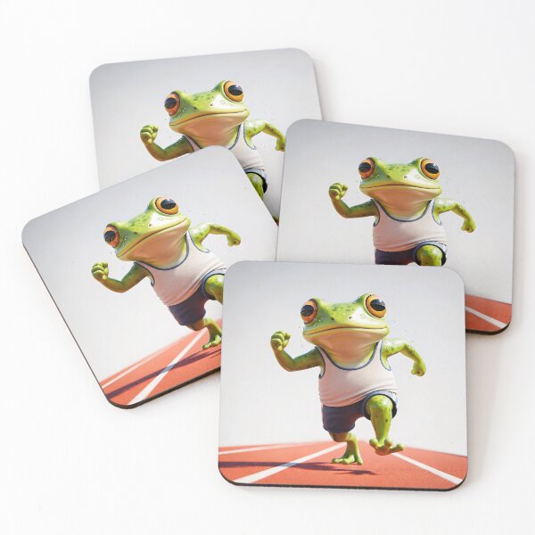 Item preview, Whimsical Running Frog Athlete Track & Field Motivational Animal Art designed and sold by zohocreations.