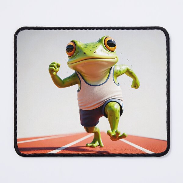 Item preview, Whimsical Running Frog Athlete Track & Field Motivational Animal Art designed and sold by zohocreations.