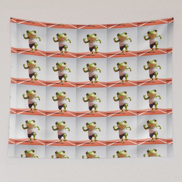 Item preview, Whimsical Running Frog Athlete Track & Field Motivational Animal Art designed and sold by zohocreations.