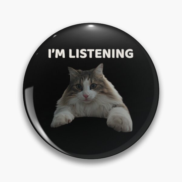 Artikelvorschau, Ich höre zu – Meme mit urteilender Katze (Minimalistisches Design) entworfen und verkauft von MB-CatPrints.