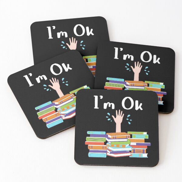 Item preview, Funny I'm Ok Hand Stacked Books Illustrations, Cute Booklover Librarian Gift  designed and sold by Thread&Fable.
