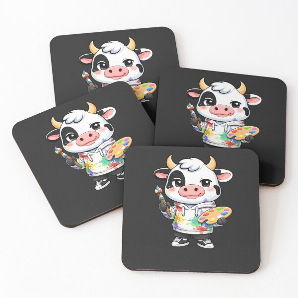 Item preview, Artist Cow – Cute Kawaii Chibi Cow Cartoon | Creative Lifestyle Design designed and sold by ColorSplash123.