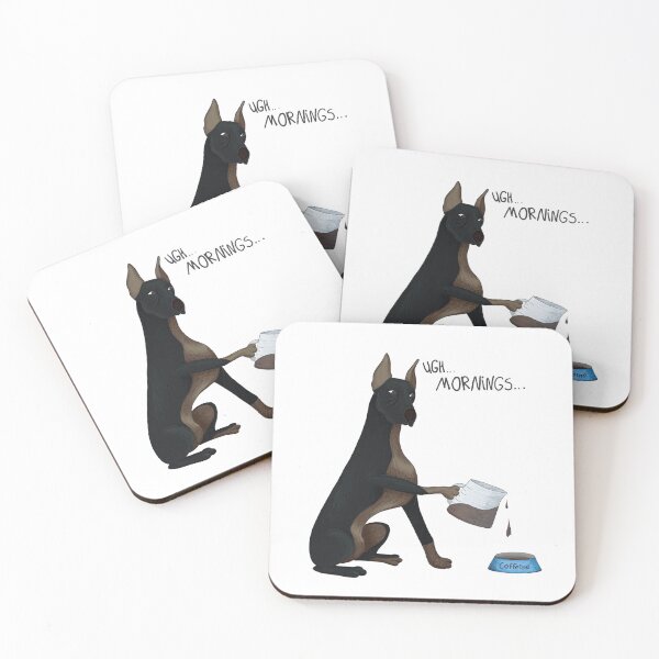 Item preview, Ugh mornings - doberman drinking coffee designed and sold by Basiinaa.
