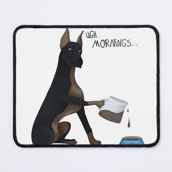 Item preview, Ugh mornings - doberman drinking coffee designed and sold by Basiinaa.