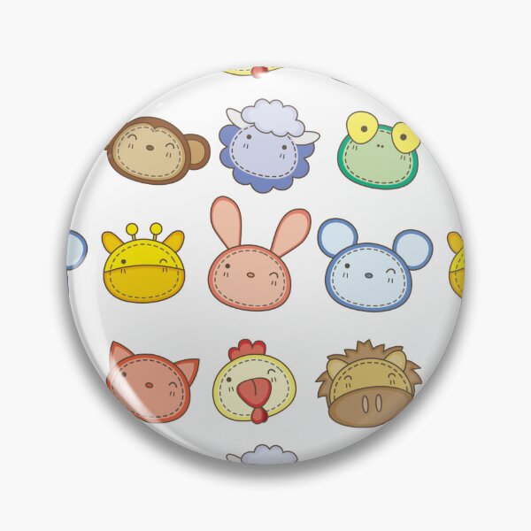 Item preview, Cute Plushie Animal Faces Sticker Pack - Kawaii Stitched Monkey Sheep Frog Giraffe Art Print designed and sold by DesignArtist.ia.
