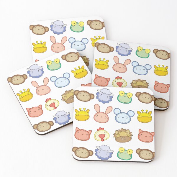 Item preview, Cute Plushie Animal Faces Sticker Pack - Kawaii Stitched Monkey Sheep Frog Giraffe Art Print designed and sold by DesignArtist.ia.
