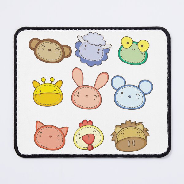 Item preview, Cute Plushie Animal Faces Sticker Pack - Kawaii Stitched Monkey Sheep Frog Giraffe Art Print designed and sold by DesignArtist.ia.