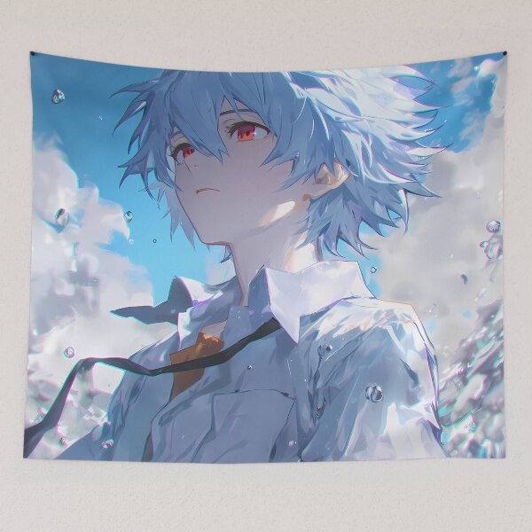 Item preview, Kaworu Nagisa Evangelion Halo Sky Dreamy Anime Boy Portrait designed and sold by mildaclairmo.