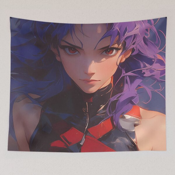 Item preview, Misato Katsuragi Evangelion Intense Purple Hair Sci Fi Portrait designed and sold by mildaclairmo.