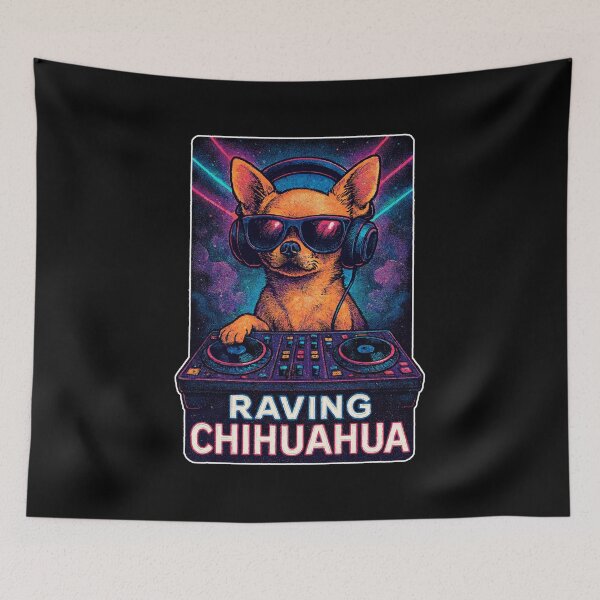 Item preview, Raving Chihuahua – DJ dog in the retro rave club designed and sold by Pineapple-Tree.