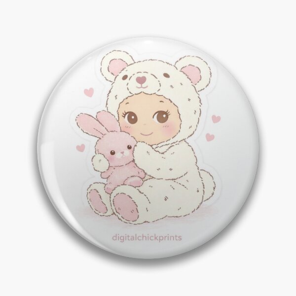 Artikelvorschau, Niedlicher Bärenmädchen- und Hasen-Sticker | Kawaii-Coquette-Digitalsticker | Zum Ausdrucken entworfen und verkauft von Digitalchickart.