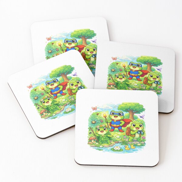 Item preview, The 3 adventurous superhero frogs in action designed and sold by FroggyOnly.