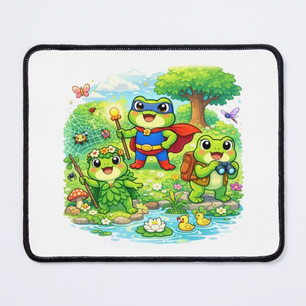 Item preview, The 3 adventurous superhero frogs in action designed and sold by FroggyOnly.